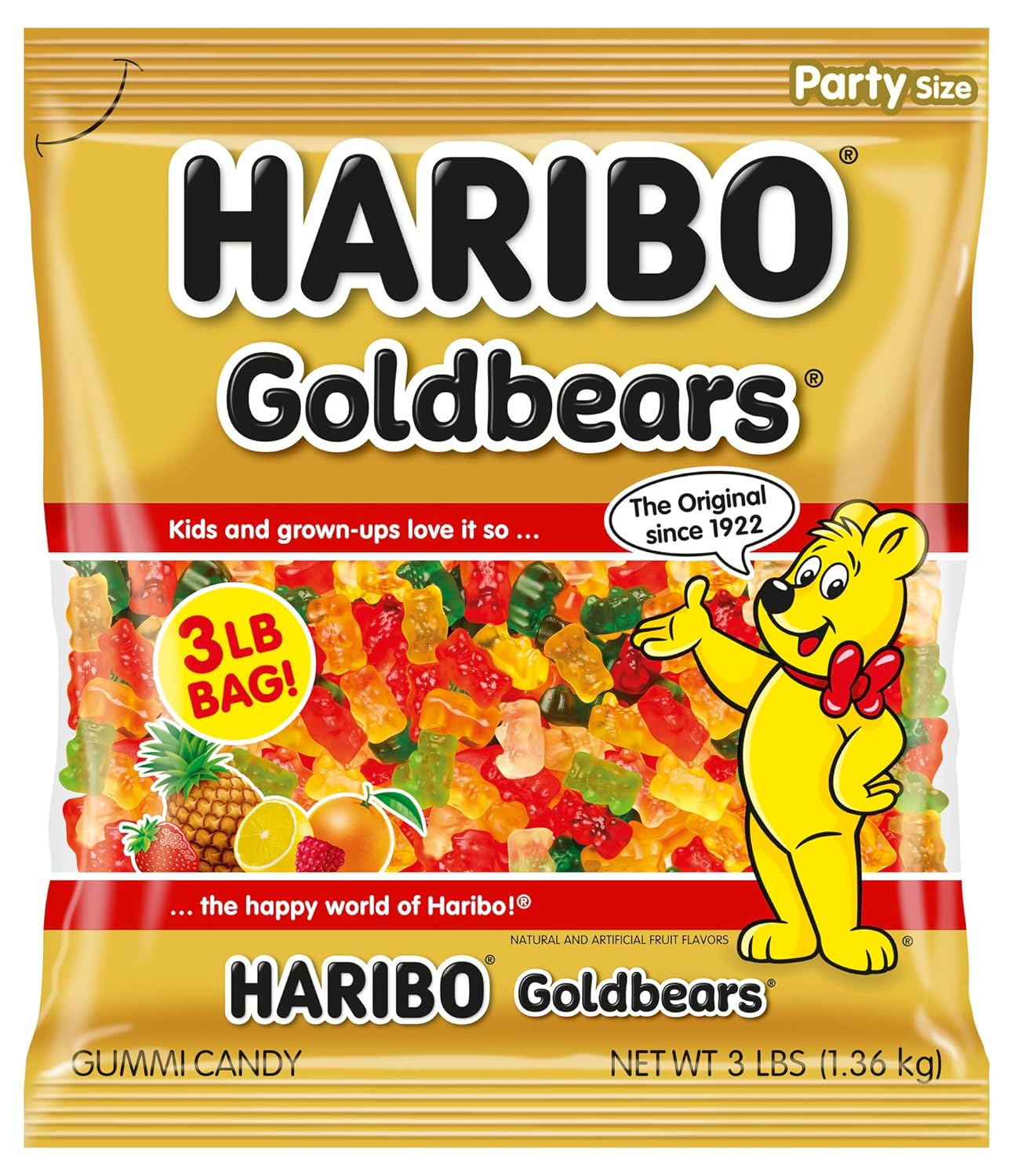 HARIBO Goldbears, Gummi Candy, 3 lb Bag, Assorted Flavors