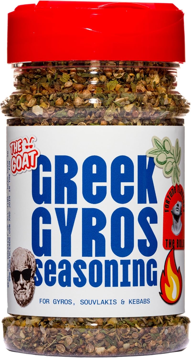 Greek Gyros Seasoning Blend & Rub - perfect for Kebabs, Rotis and Koftes. Extra-large 225g Shaker. The authentic taste of Greek cuisine.