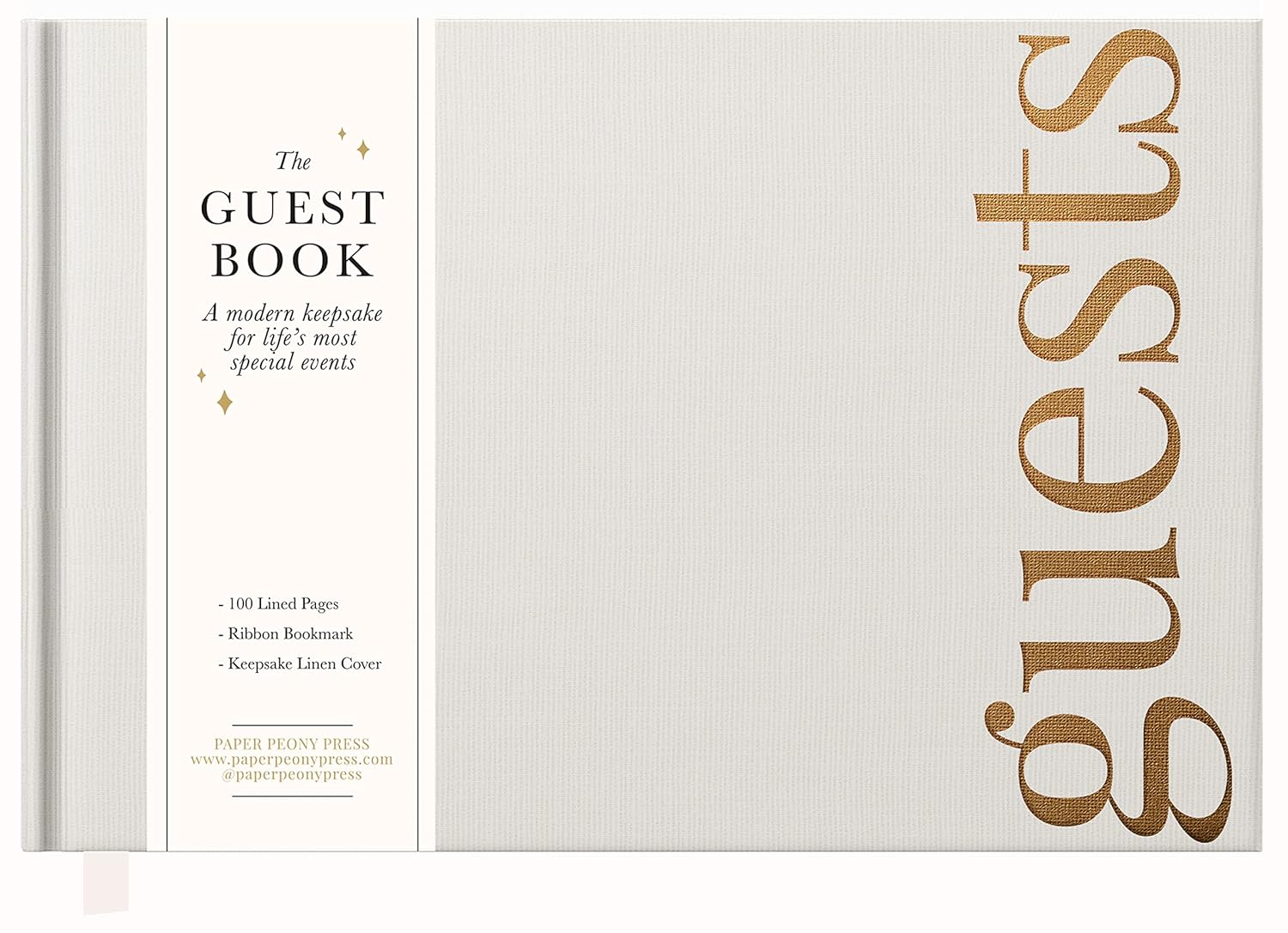 Paper Peony Press Guest Book: Beautiful Keepsake for Life’s Special Events - Sign In Book for Wedding Reception, Baby Shower, Funeral and Vacation Home - 100 Pages, Ribbon Bookmark and Gold Foil