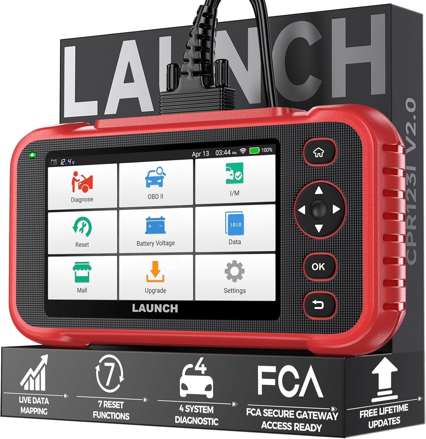 2025 LAUNCH CRP123I V2.0 Elite OBD2 Scanner Diagnostic Tool, Code Reader for Cars and Trucks, Check Engine/Transmission/SRS/ABS Scanner for Car, Lifetime Free Update, Oil/Brake/DPF/SAS/Throttle Reset
