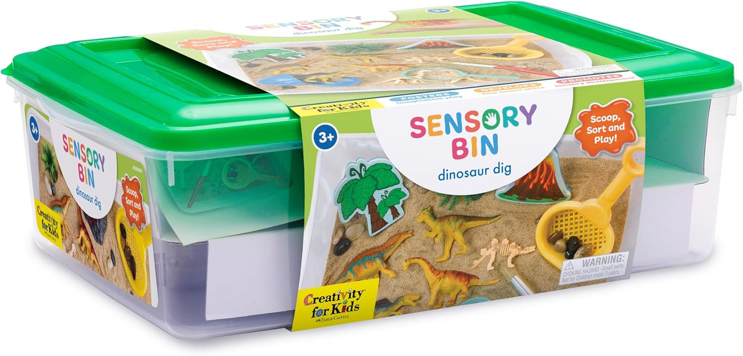 Creativity for Kids Sensory Bin: Dinosaur Dig - Toddler Sensory Toys, Sensory Bin Filler and Toddler Activities for Boys and Girls, Dinosaur Toys for Kids Ages 3-5+