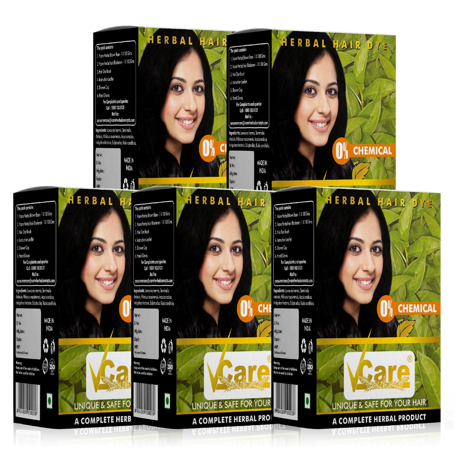 Natural Herbal Hair Dye Powder | Apply for Dry Hair |100% Organic Henna Black Dye Hair Color Boost Shine and Hair Growth - 60 gm (Pack of 5) - Black