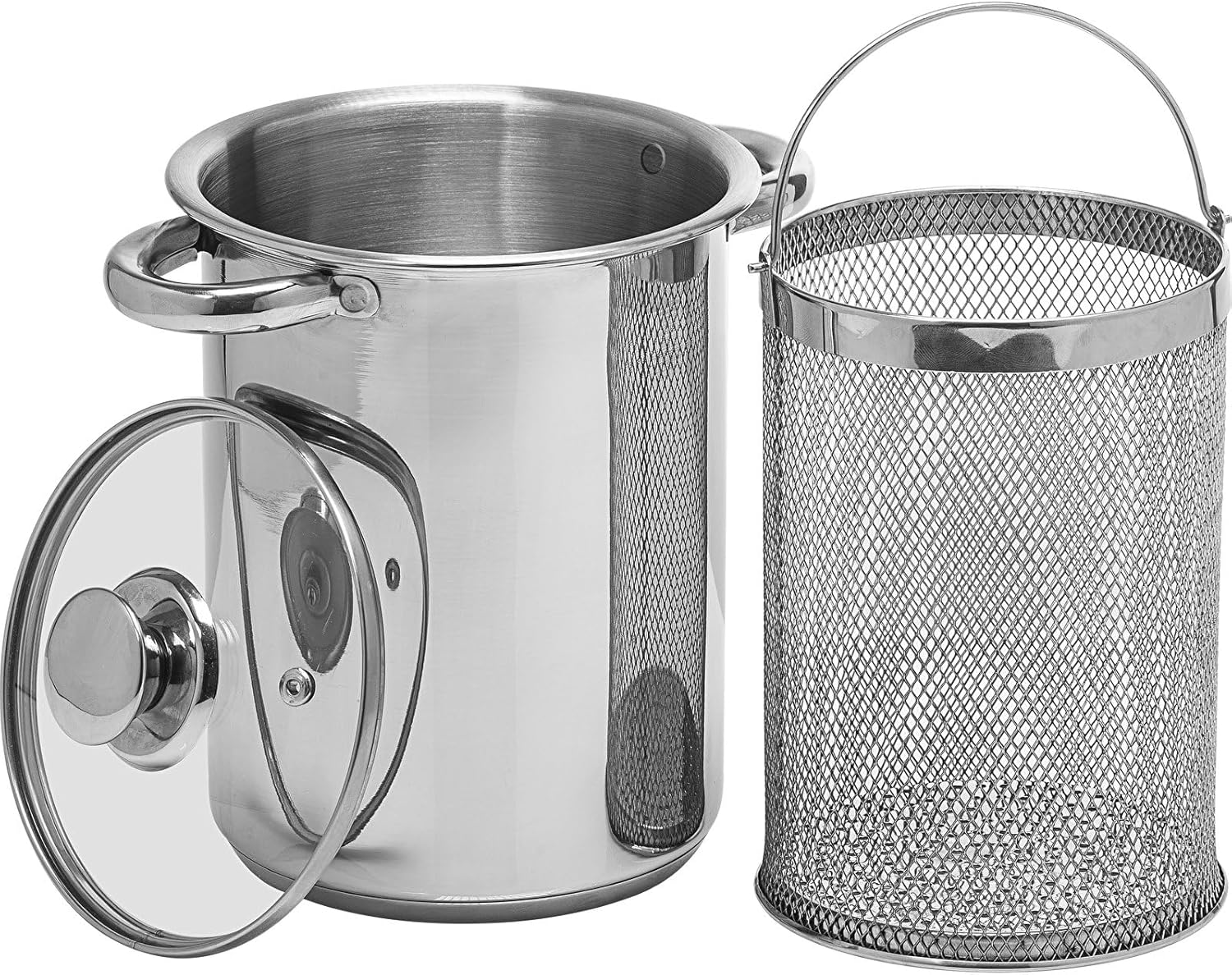 Browin 313500 Multifunctional Pot with Basket and Lid 4 L, Asparagus, Vegetables, Spaghetti, Pasta Cooking Pot, Frying French Fries Pot, for All Types of Cooktops, Stainless Stell,Silver