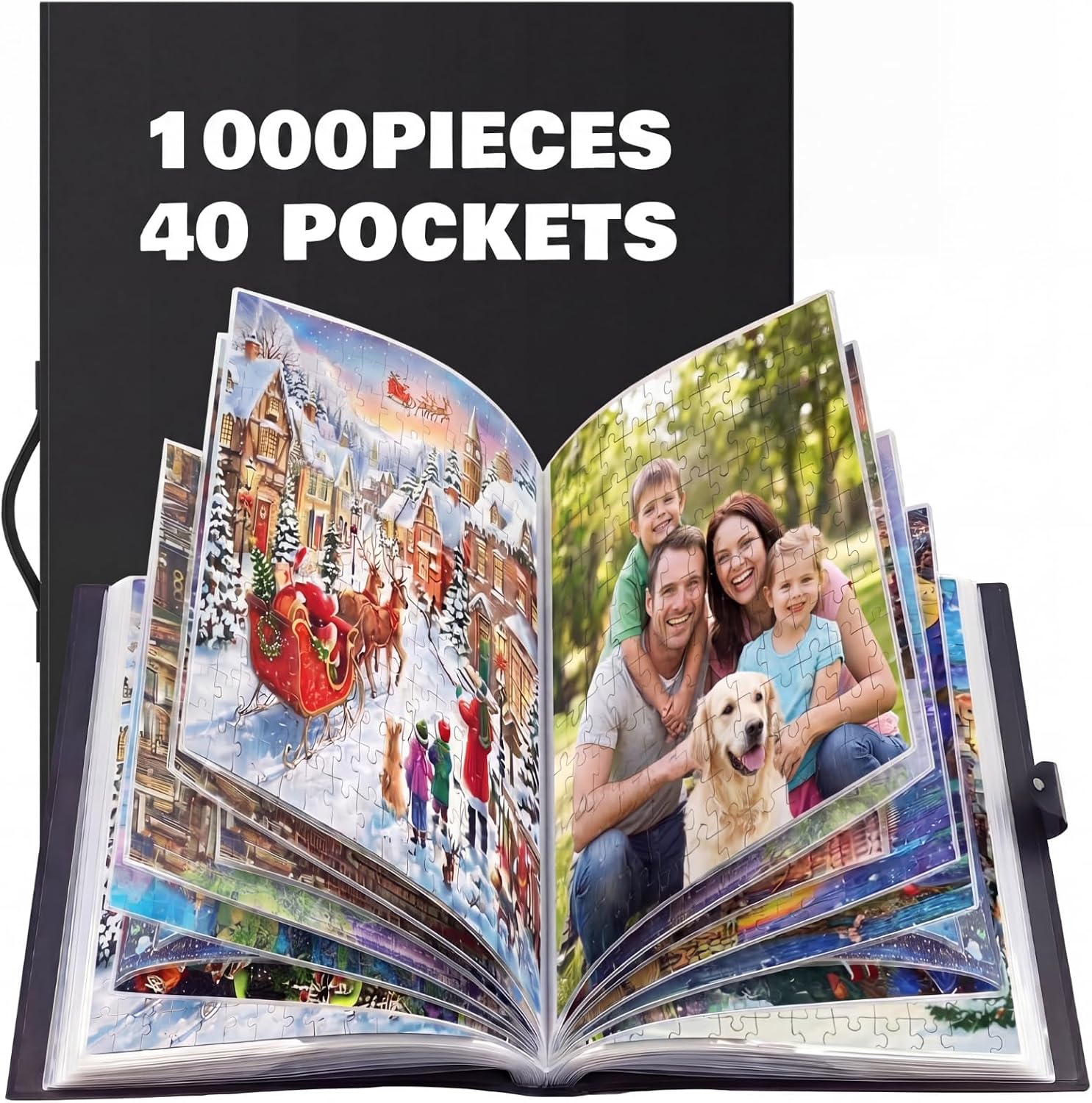 Feifeiya 40 Pockets Puzzle Folder 1000pcs Black 28x20.5
