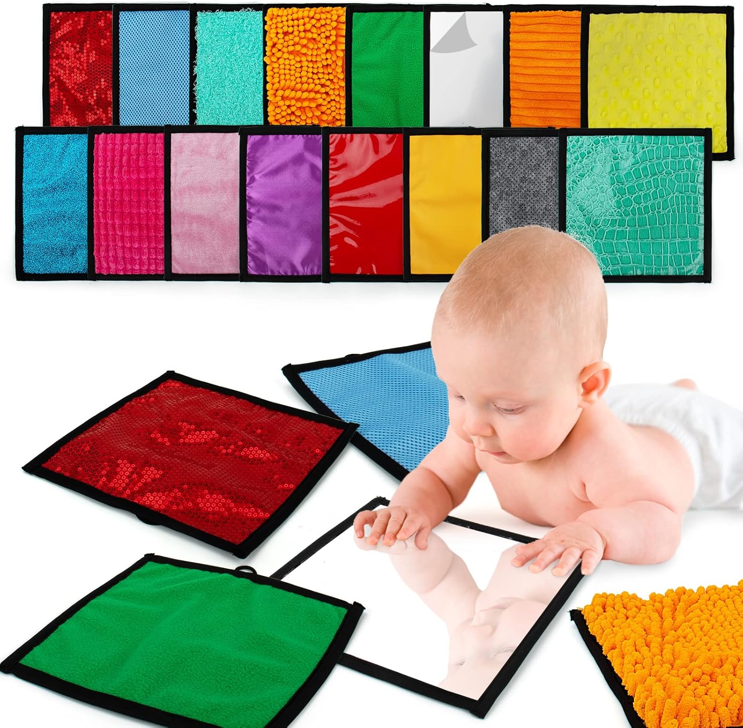 16 Set Sensory Mini Mats Assorted Textured Sensory Floor Tiles - Sensory Walls, Early Sensory Exercise Sensory Mats Sensory Toys for Autistic Children Kids Baby Toddler Fidgeting Activity