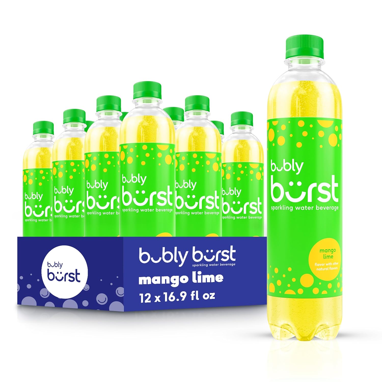 bubly burst, Mango Lime, 16.9 Fl Oz Bottles (Pack of 12)
