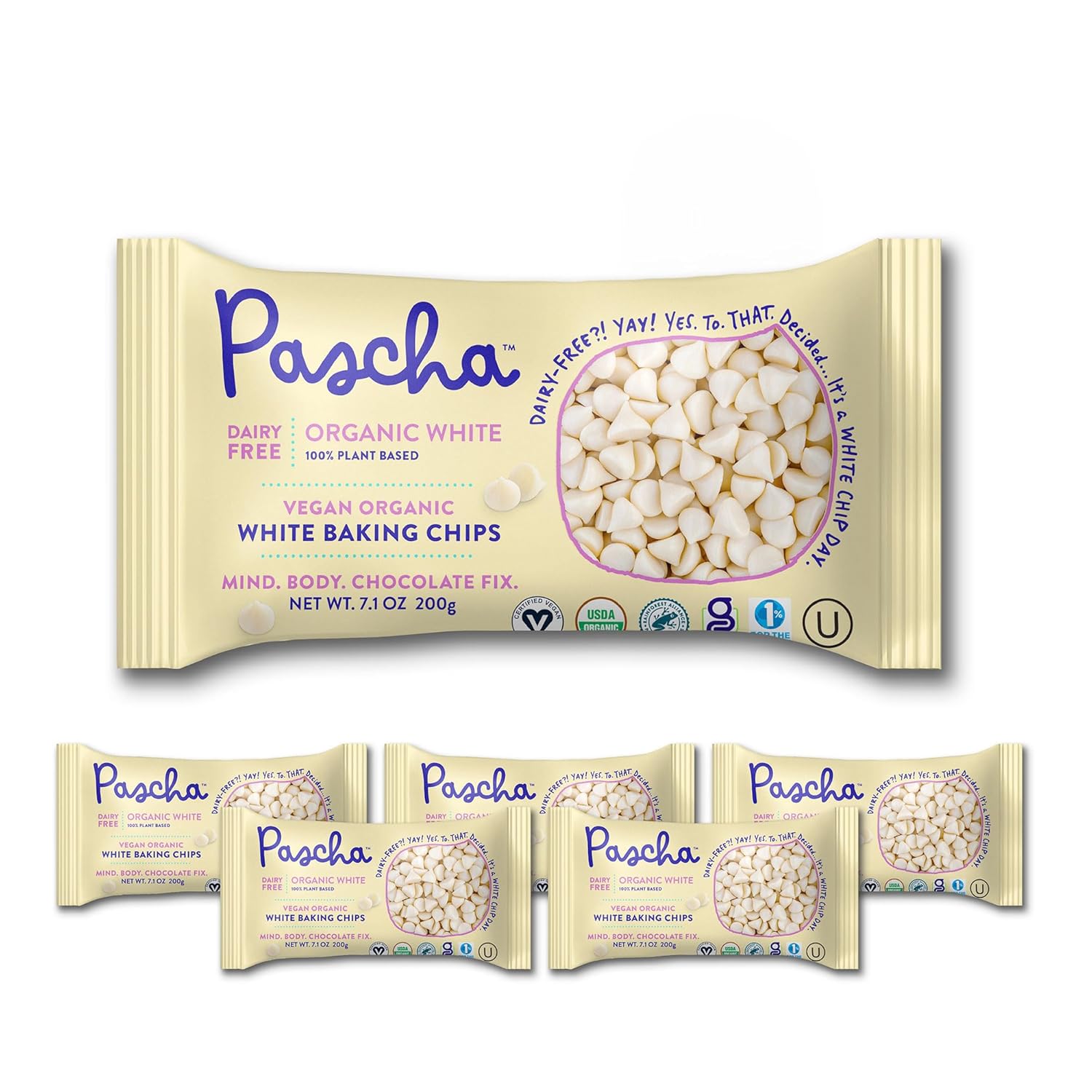 Pascha, Organic White Rice Chocolate Baking Chips, 7.1 Ounce