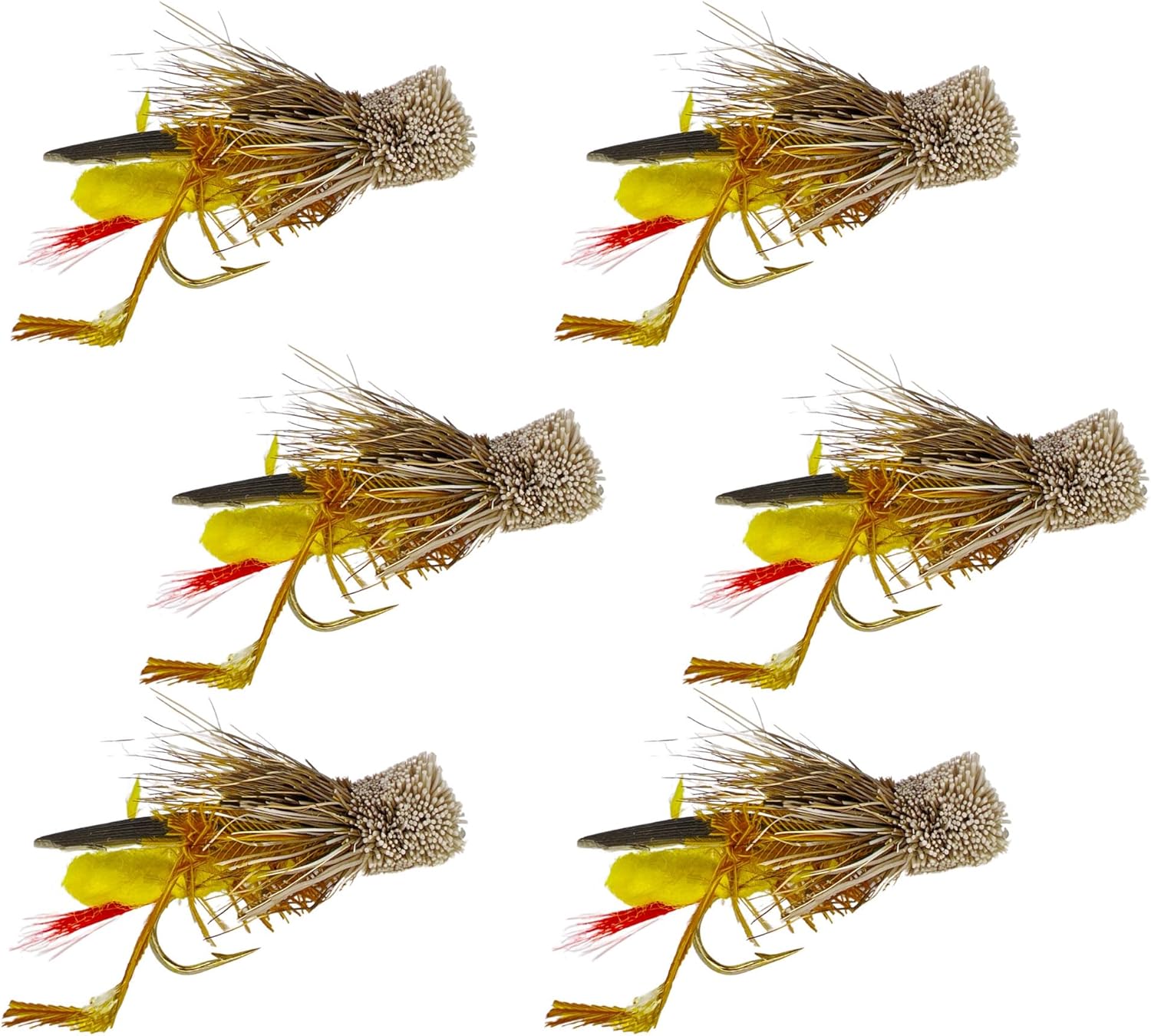 Dave's Hopper Fly Fishing Set - Topwater Terrestrial Grasshopper and Cricket Dry Flies for Bass, Panfish, Trout