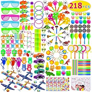 Max Fun 218pcs Party Favors for Kids Bulk Party Toys Assortments Birthday Gift Toys Carnival Prizes Treasure Box Prizes Goodie Bag Fillers Classroom Rewards Pinata Filler Toys