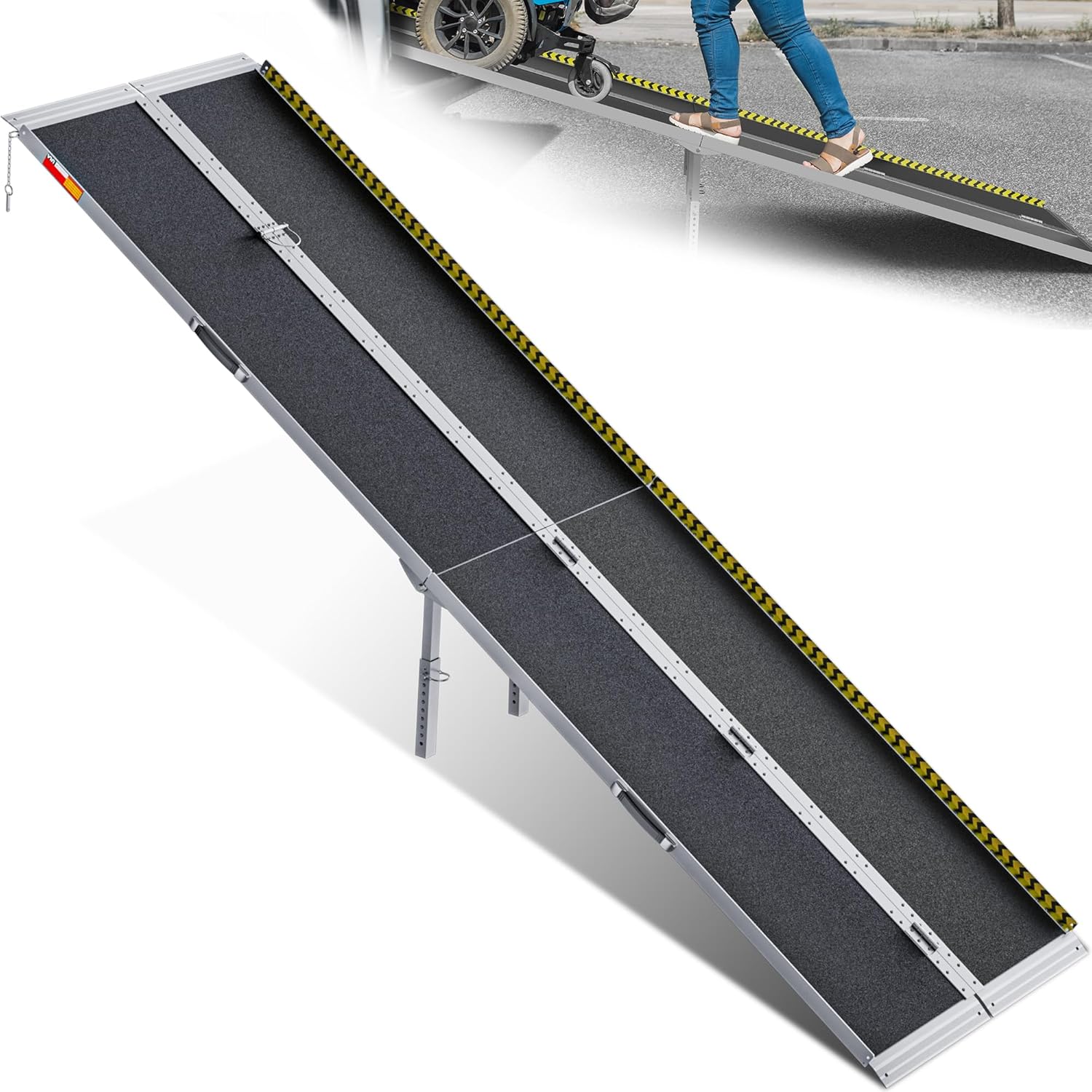 VNN Portable Wheelchair Ramp 10FT, Seamless Non-Slip Aluminum Material Handling Ramps for Wheelchairs for Home, Wheelchair Ramps for Home Steps, Aluminum Ramps for Car, Doorways, Curbs, Stairs
