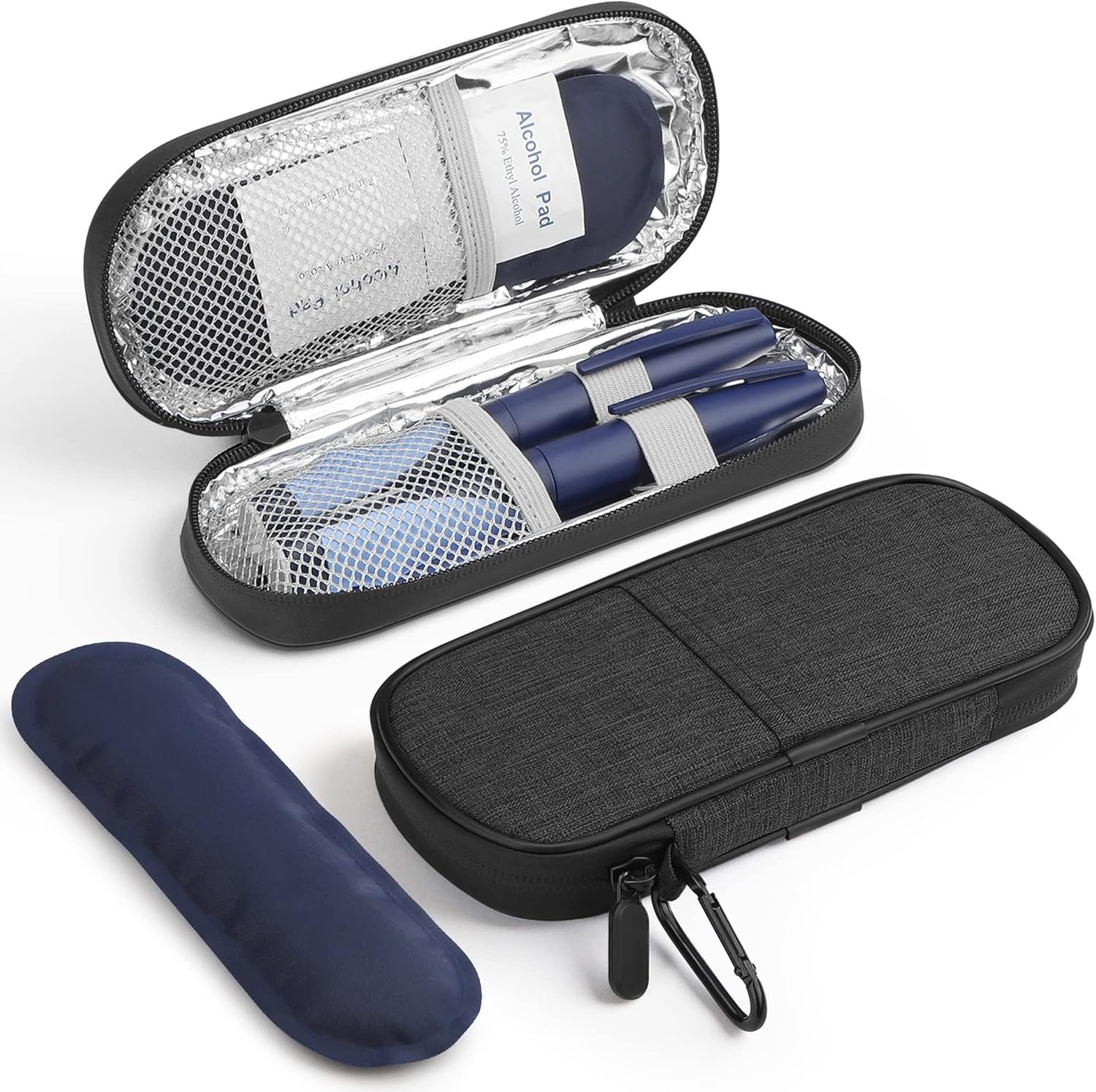 Gelozid Insulin Pen Cooler Travel Case Diabetic Medication Insulated Cool Organizer with 2 Reusable Ice Packs for Insulin Pen and Other Diabetic Supplies, for the Daily Life and Trip(Black)