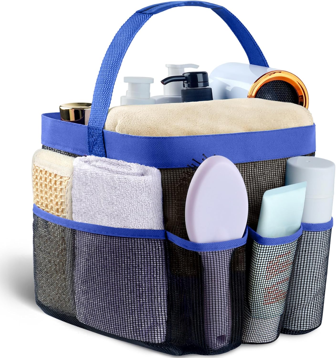 Attmu Oxford Mesh Shower Caddy, Shower Tote, Shower Bag, Bathrooms Bag-blue