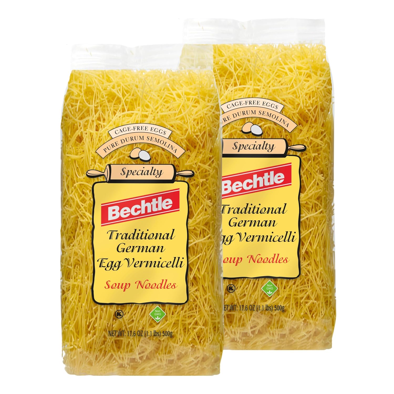 Bechtle Soup Noodles: Thin Style Egg Vermicelli, 17.6oz (Pack of 2)