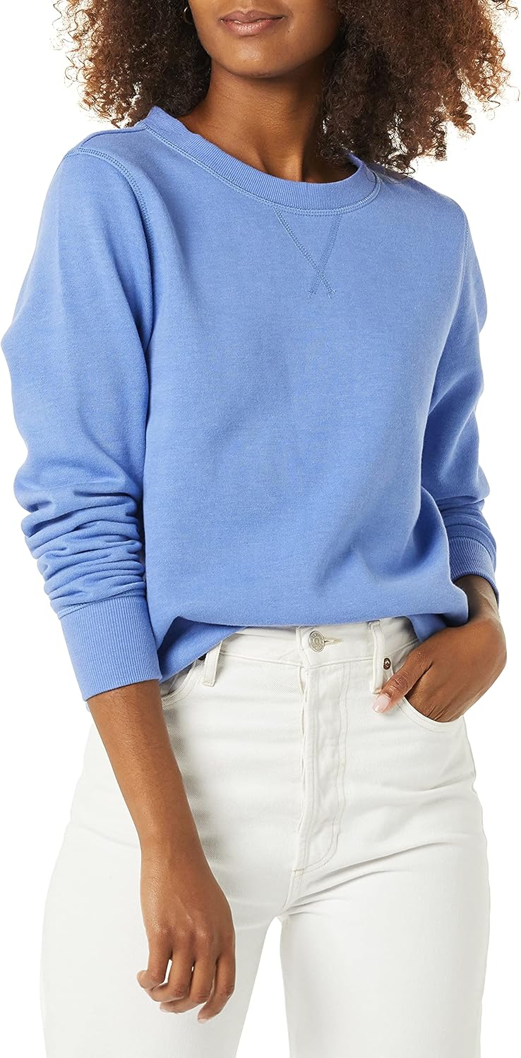 Amazon Essentials Women's French Terry Fleece Crewneck Pullover Sweatshirt (Available in Plus Size)
