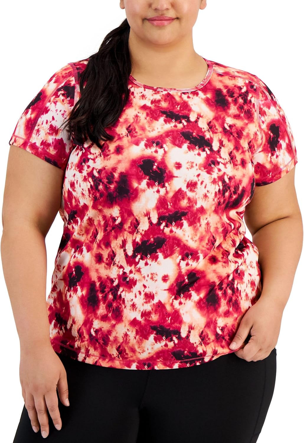 Ideology Plus Size Relaxed Tie Dye Birdseye Mesh T-Shirt