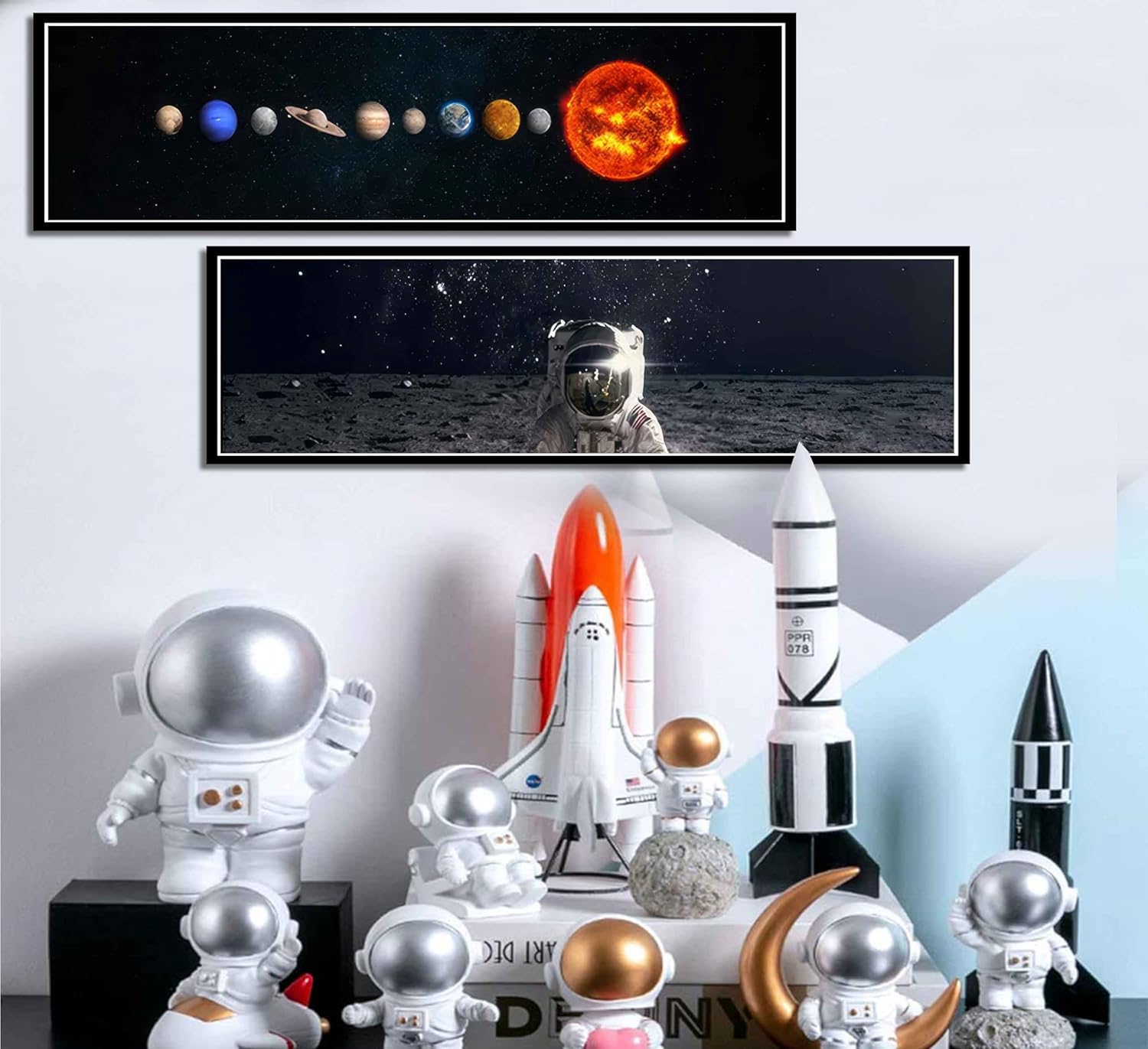 NBYARTQ 2pcs Solar System Poster wall art Popular Science Banner Large Children Space Banner Poster Background Classroom Planet Poster Children'S Classroom Bedroom Wall Art Decoration Unframed