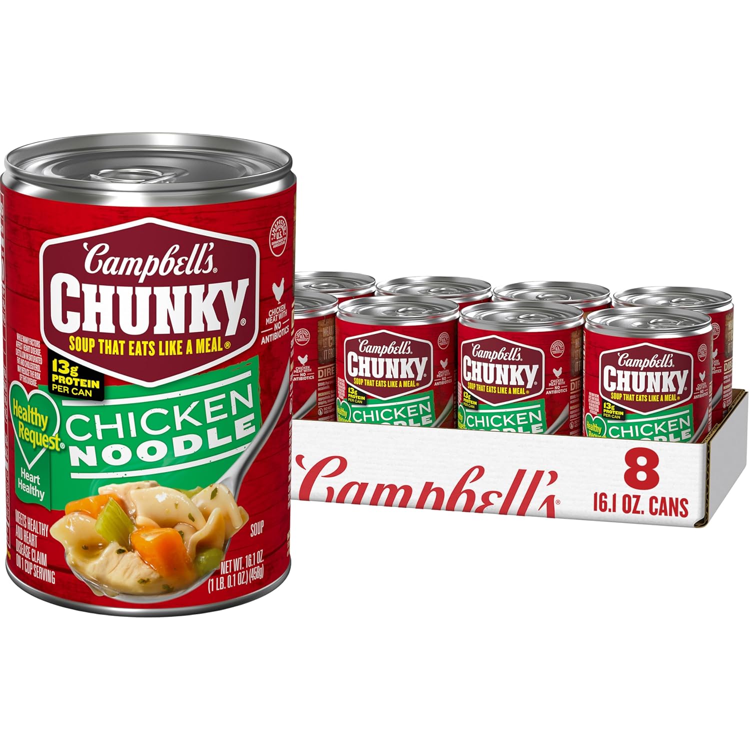 Campbell's Chunky Healthy Request Chicken Noodle Soup, 16.1 oz Can (8 Pack)