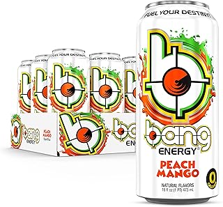 Bang Energy Peach Mango, Sugar-Free Energy Drink, 16-Ounce (Pack of 12)