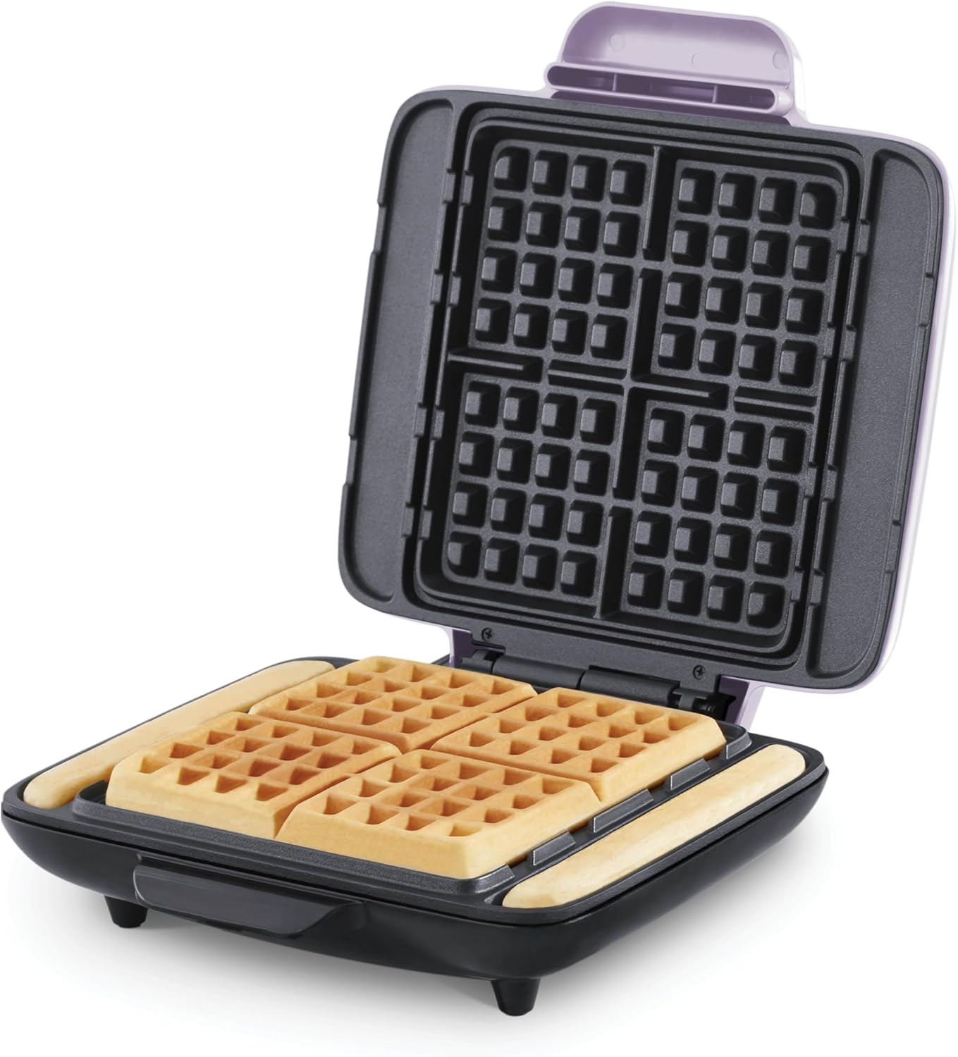 DASH No-Drip Waffle Maker - Four Waffle Molds, Nonstick Waffle Iron with Quick Heat-Up, Nonstick Surface - Perfect Waffle Maker for Kids and Families, Just Add Batter