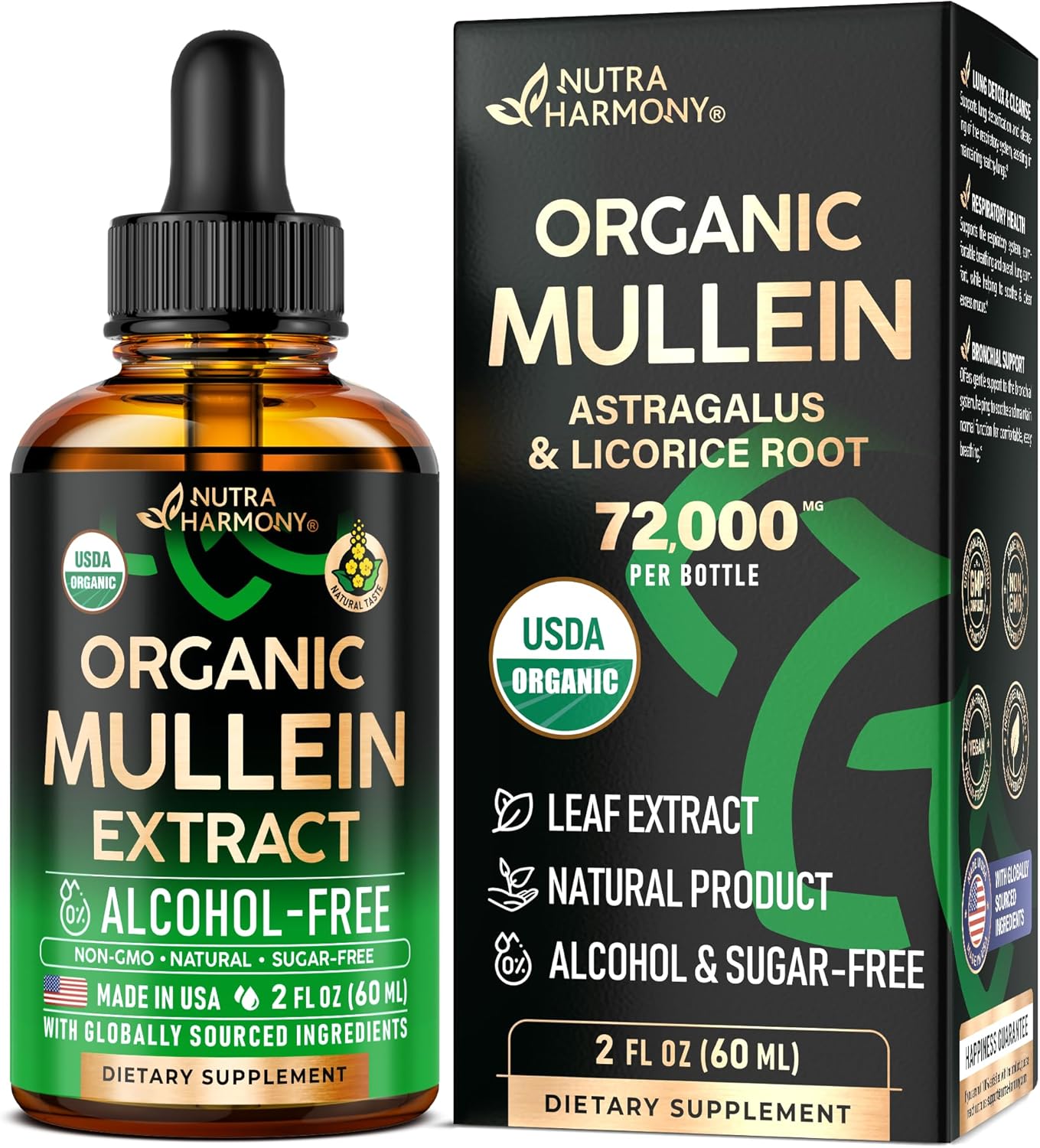 Mullein Drops for Lungs - USDA Organic Liquid - Mullein Leaf Extract Supplement - for Women & Men - Lung & Bronchial Cleanse for Smokers - Respiratory Health Support - As Tincture, Tea, Pills - 2 oz