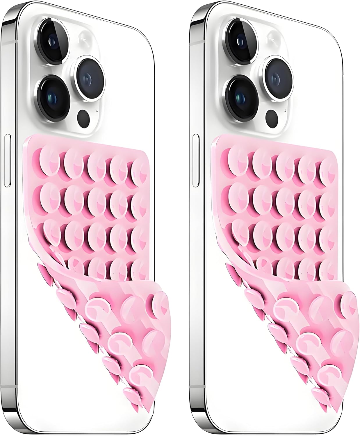 Anteel 2 Pack Silicone Suction Cup Phone Case Mount Double Sided, Non Slip Phone Accessories for Cellphone, Hands-Free Strong Grip Silicon Phone Holder for Selfies and Videos (Light Pink)