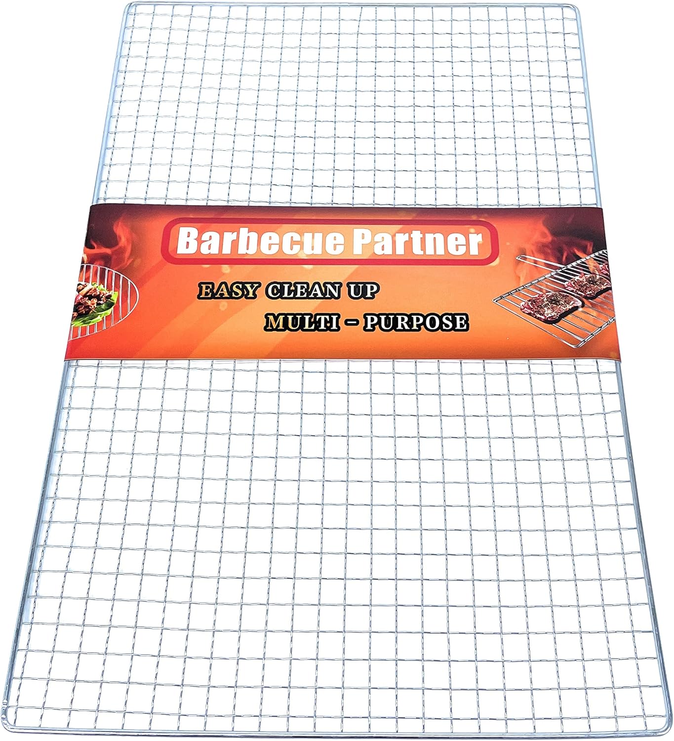 portable campfire barbecue grill wire mesh rack mat grate for stove charcoal, Rectangular, 17.7 inch , Stainless steel color