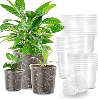 36 Pack 7/6/5/3.5 Inch Clear Nursery Pots Variety Pack, Clear Plastic Nursery Pot for Plants, Durable Seed Starting Pot with Drainage Holes, Flexible Transparent Pot for Succulents