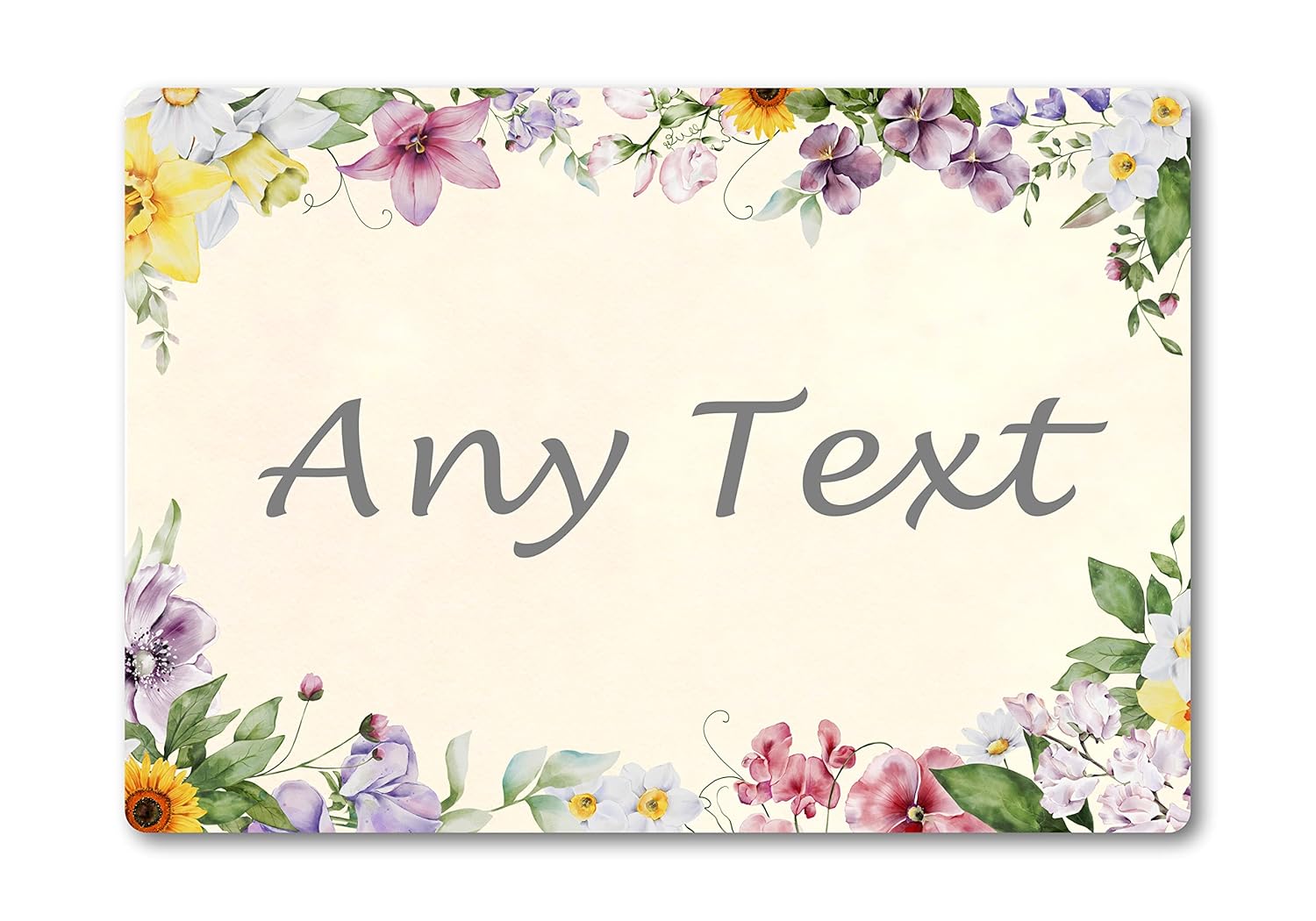 Personalised Any Text Floral Watercolour METAL Sign Plaque. Home Decor Wall Hanging. Indoor Outdoor Use. Garden Sign Greenhouse Welcome (A5 (197mm x 141mm))