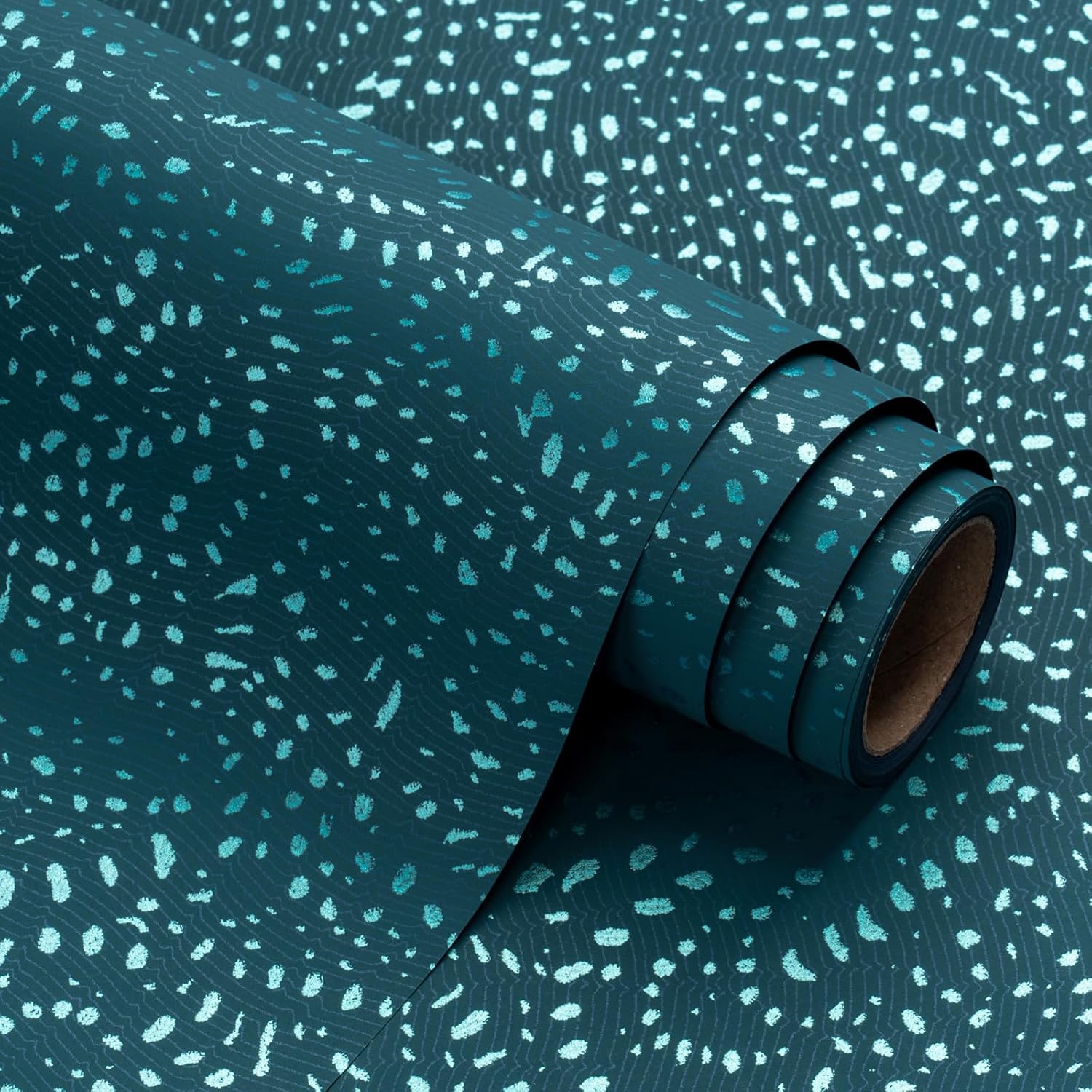 WRAPAHOLIC Green Wrapping Paper Roll - Mini Roll - 17 Inch x 16.5 Feet - Green with Silver Design Perfect for Christmas, Birthday, Holiday, Wedding, Baby Shower