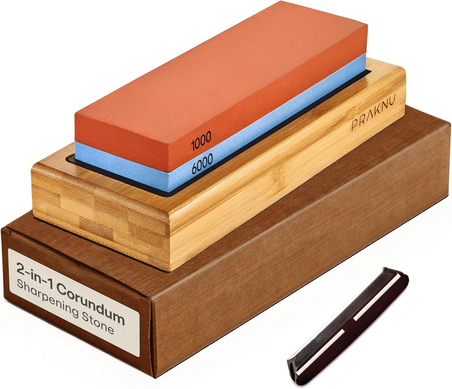 Whetstone Knife Sharpener – 1000/6000 2 Sided Grit with FSC® Bamboo Base - Non-Slip Silicone Holder & Angle Guide – Knife Sharpening Stone Set