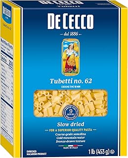 De Cecco Pasta, Tubetti No.62, Made in Italy, High in Proteing & Iron, Bronze Die, 16 Ounce (Pack of 5)