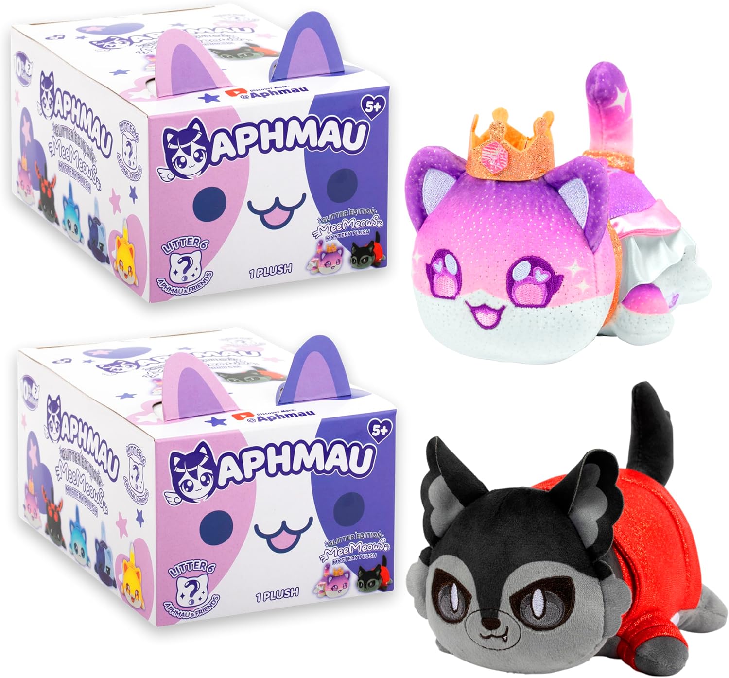 Aphmau 6” MeeMeow Mystery Plush 2 Pack Bundle – Series 6; YouTube Gaming Channel, Blind Box, 10 Possible Friends, Friends MeeMeows, Official Merch