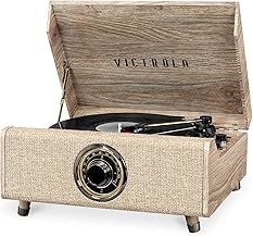 Victrola's 4-in-1 Highland Bluetooth Record Player with 3-Speed Turntable with FM Radio (VTA-330B-FOT), Farmhouse Oatmeal
