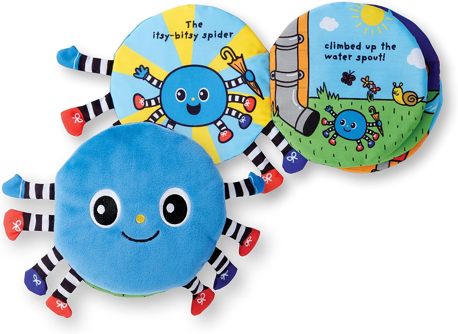 Melissa & Doug K's Kids Itsy-Bitsy Spider 8-Page Soft Activity Book for Babies and Toddlers - Cloth Baby Book And Sensory Toy With Textures To Grasp And Pages To Play Peekaboo, Ages 1 Month+