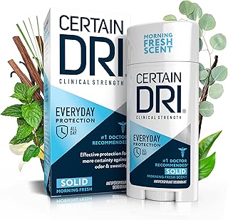 Certain Dri Everyday Strength Clinical Solid Antiperspirant, Hyperhidrosis Treatment for Men & Women, Long-Lasting 72hr Protection, Effective Sweat Control, Travel Friendly, Fresh Scent, 2.6oz