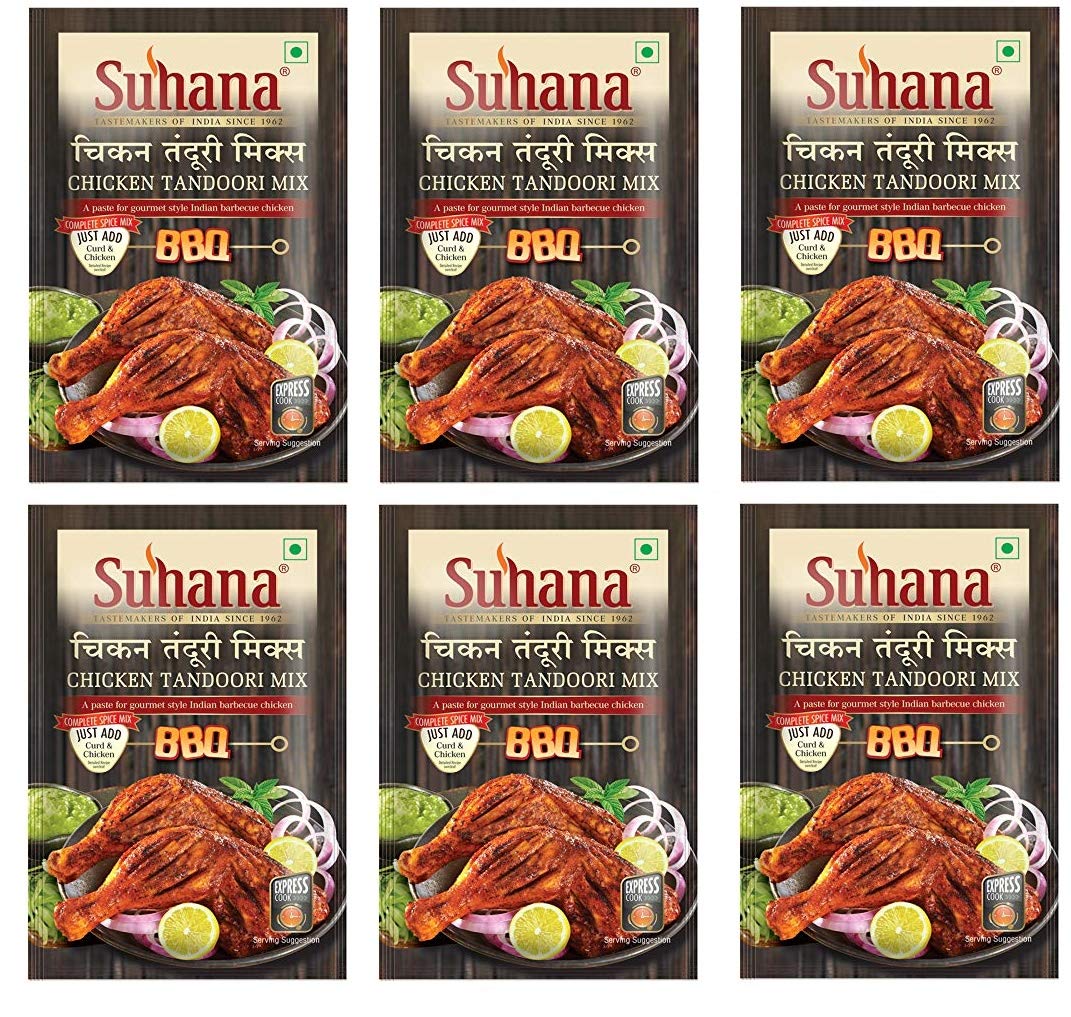 Suhana Chicken Tandoori Paste 100g Pouch| Spice Mix | Easy to Cook - Pack of 6