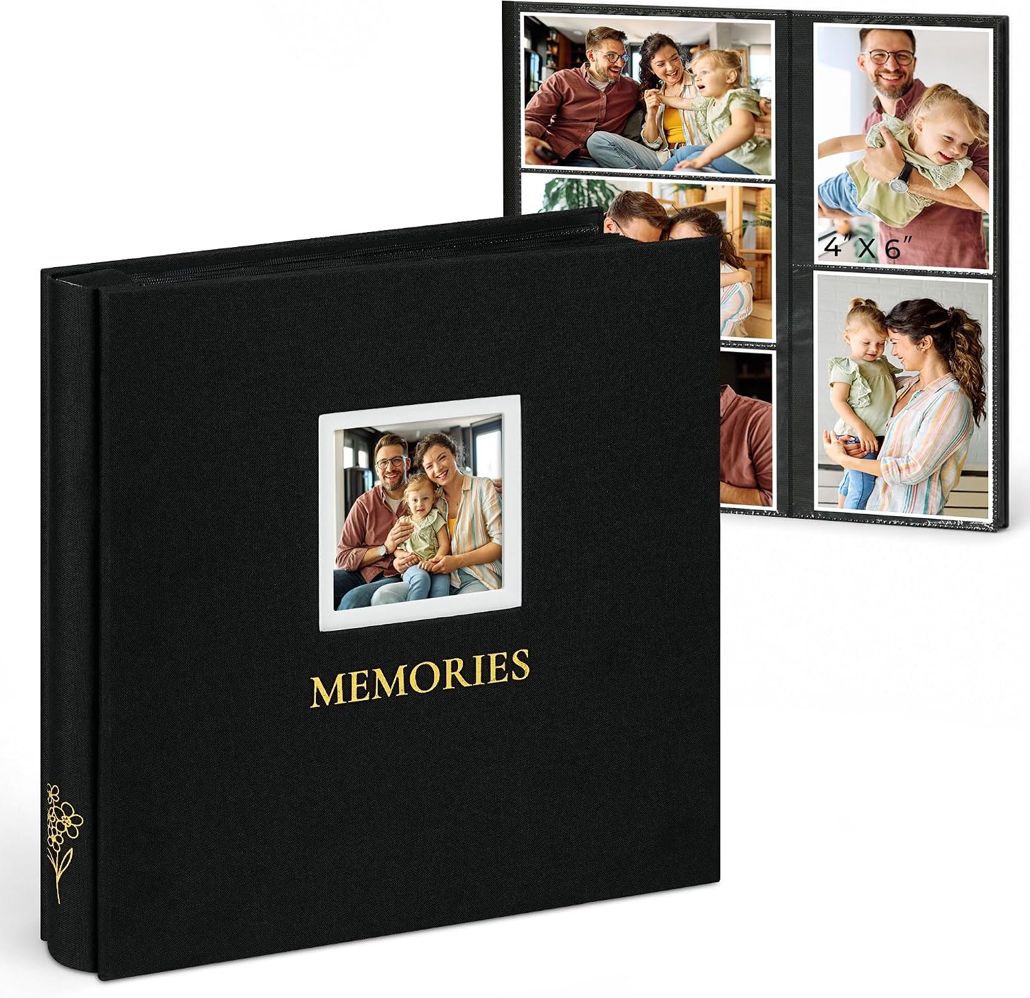 Vienrose Photo Album 4x6 600 Photos Cover Window Black