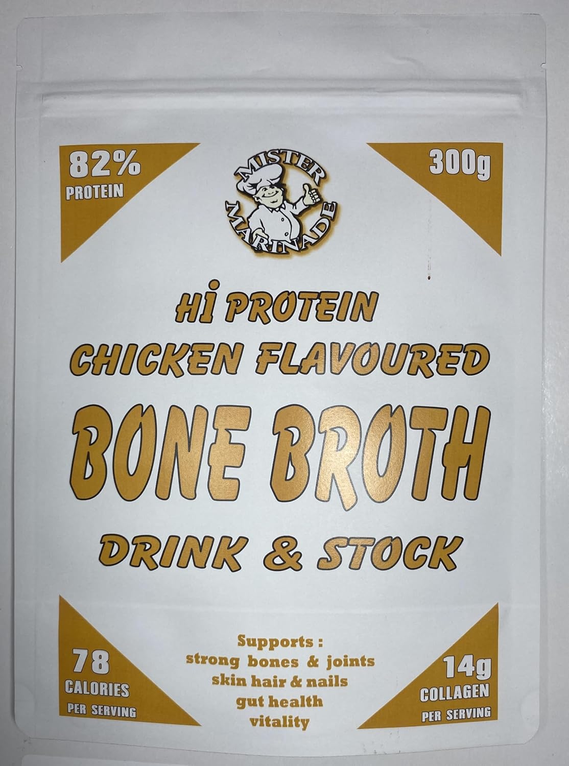 Bone Broth Chicken Flavoured Drink and Stock 300g, 100% Natural Collagen & Protein Bone Broth from Sweden. Nutrition for Healthy Joints, Skin, Hair & Nails