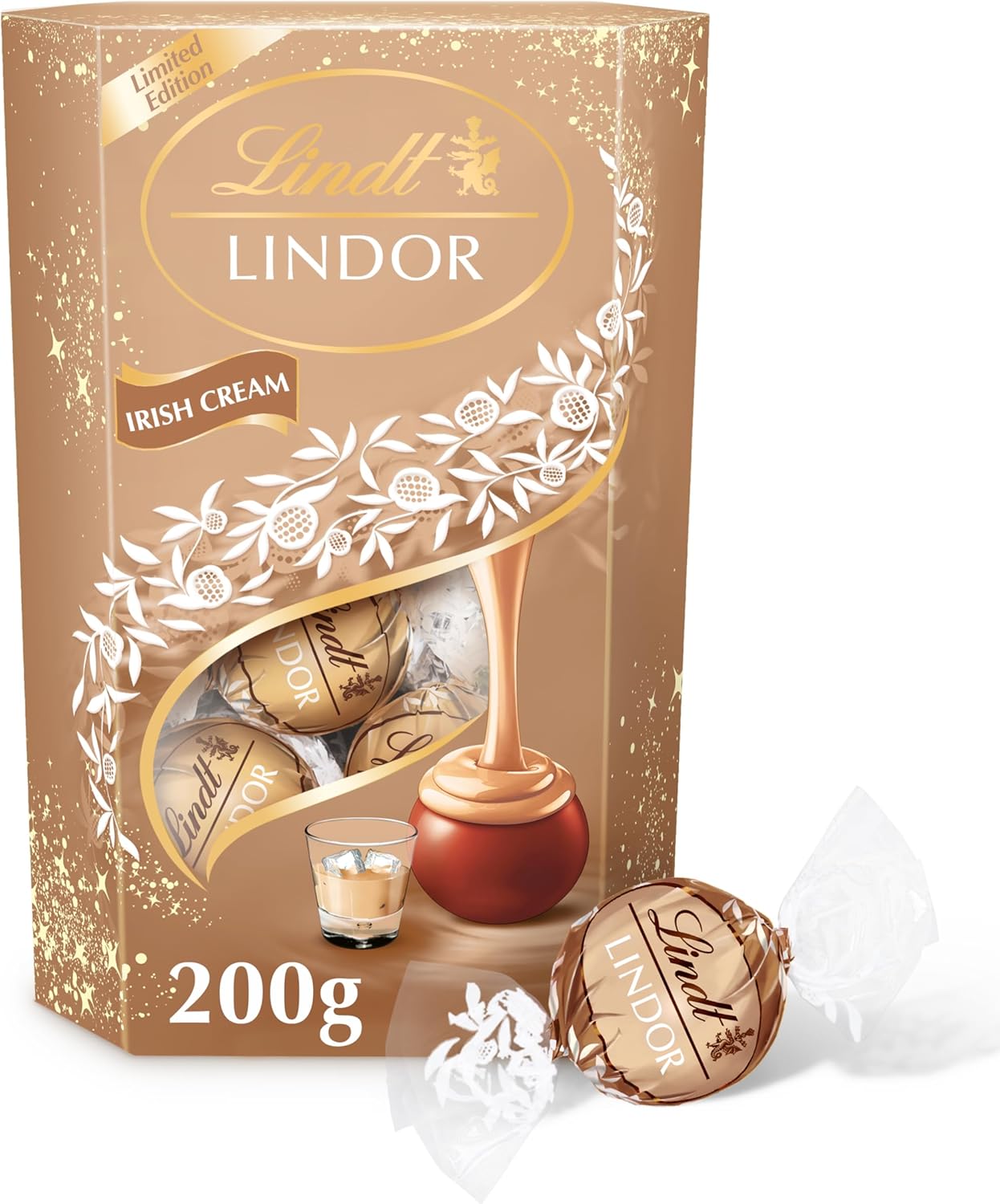 Lindt Lindor Irish Cream ChocolateTruffles Box - Approx 16 balls, 200g - Chocolate Truffles with a Smooth Melting Filling - Gift Present - Easter, Birthday, Celebrations, Congratulations