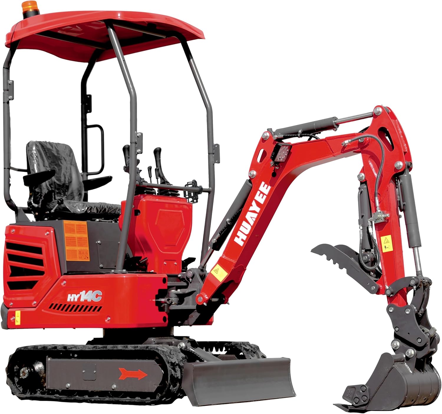 1.4 Ton Mini Excavator HY14C, with 13.5 HP B&S Gasoline Engine, Swing Function, Hydraulic thumb clamp, Semi-Auto Quick Coupler, Water cup holder, Mobile phone holder, Ships from US.