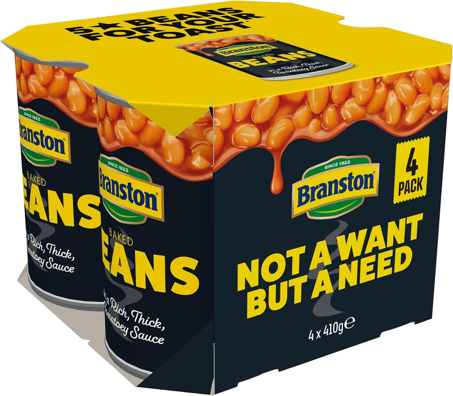 Branston Baked Beans in Tomato Sauce, 410 g (Pack of 4)