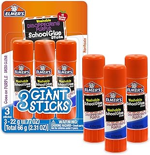 Elmer's Disappearing Purple School Glue Sticks, Washable, 22 Grams, 3 Count