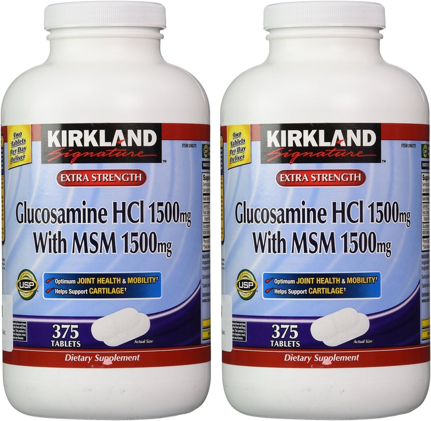 Kirkland Signature Glucosamine with MSM, 375 Tablets (2 Pack)