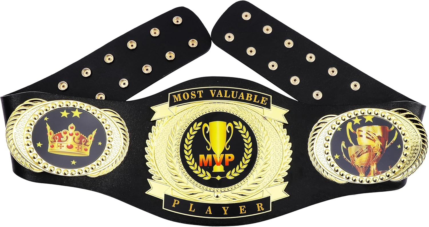 MVP Belt Most Valuable Player Championship Belt Trophy Award Gift - Football, baseball, softball, soccer, basketball, esports, fantasy sports, hockey tournament or League Winner Champion Belt