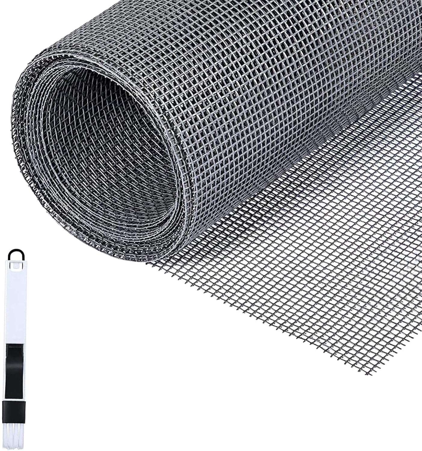 Fillis Fly Screens Windows, 150x300cm Window Screen Mesh Fiberglass Insect Mesh Fly Mosquito Net with Cleaning Brush Replacement Screen to Keep Bugs Out, Grey