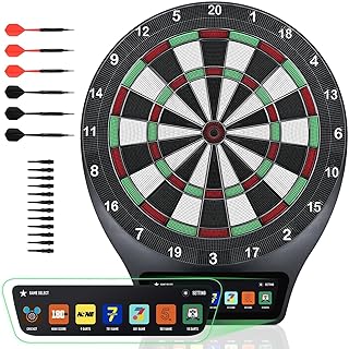 Electronic Dart Board LCD Soft Tip Professional Dartboard 6 Darts 7 Games-5 Variants Digital Electric Dartboard with Colorful Led Reduced Bounce-Outs Durability Playability Kids Adults Gift