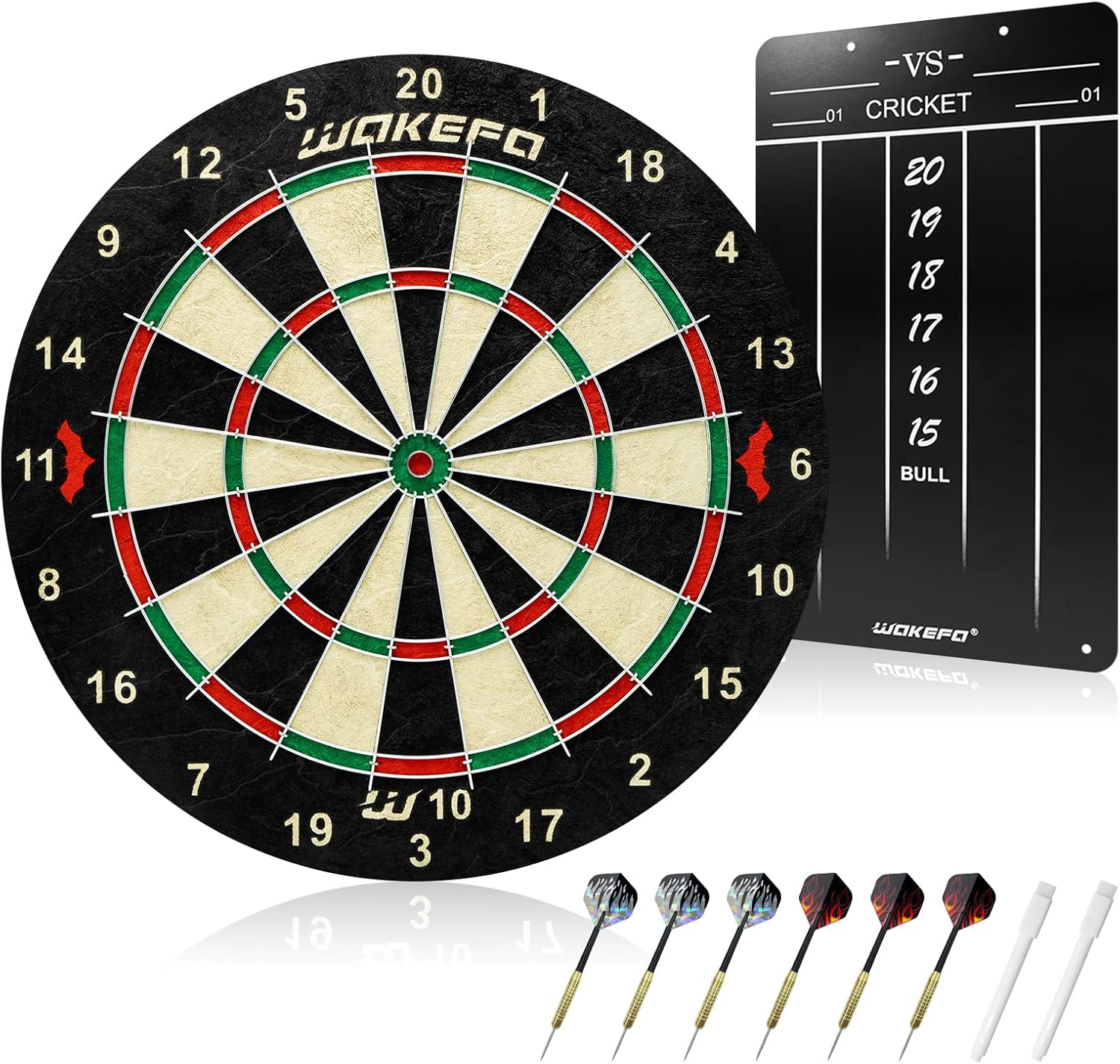 Bristle Dartboard Set -Professional Regulation Compressed Sisal Dart Board with Rotating Number Ring and Staple-Free Bullseye,Dart Board Suitable for Adults with 6 Steel Darts in Party/Competition/Bar