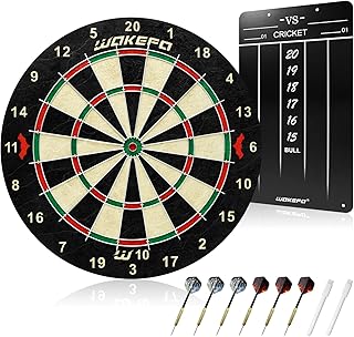 Bristle Dartboard Set -Professional Regulation Compressed Sisal Dart Board with Rotating Number Ring and Staple-Free Bullseye,Dart Board Suitable for Adults with 6 Steel Darts in Party/Competition/Bar