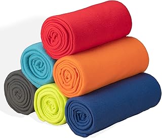 Fleece Blanket Bulk Pack of 6 Cozy Fleece Throw Blankets 50x60 Warm Soft Lightweight Breathable Pet-Friendly for Deco Bed Sofa Kids Wedding Gifts Camping (Assorted)