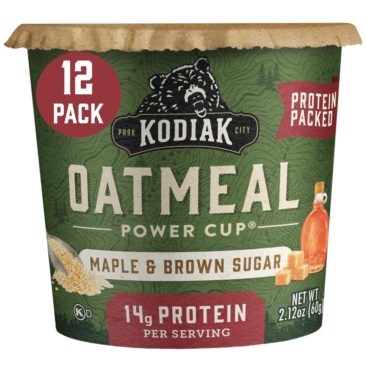 Kodiak Cakes Instant Protein Maple & Brown Sugar Oatmeal in a Cup, 2.12oz (Pack of 12)